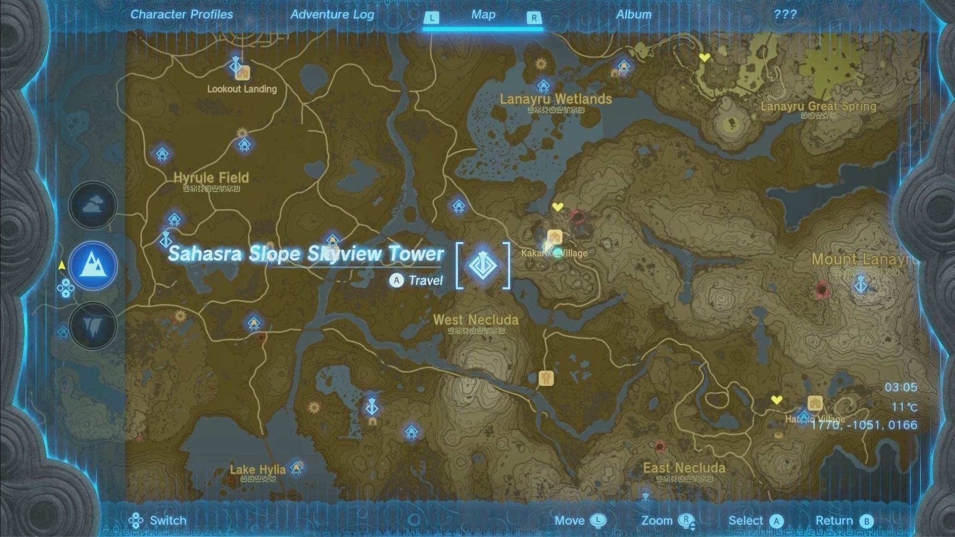 Sahasra Slope Skyview Tower Map In Zelda Tears Of The Kingdom