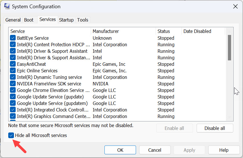 Disable Services in Windows
