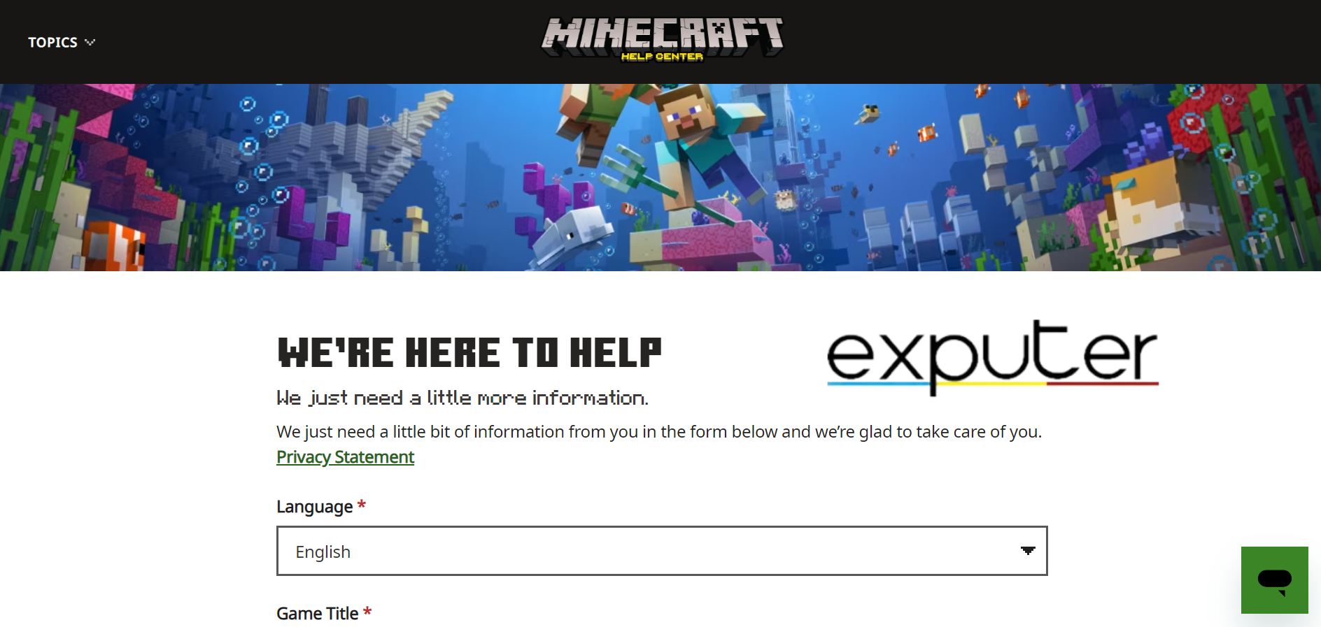 Contact Minecraft Support (Image by exputer)