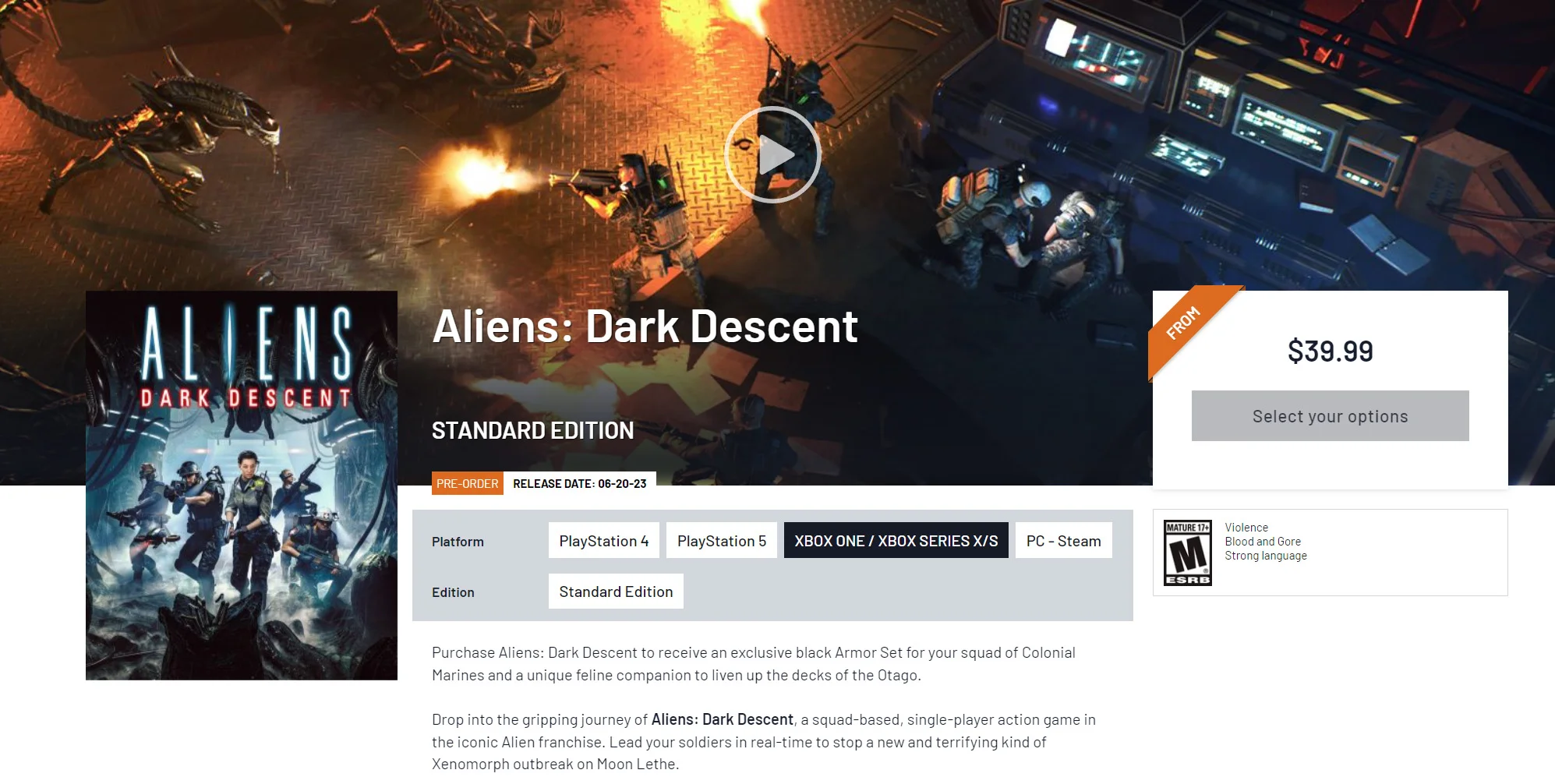 Steam game code; Aliens: Dark Descent (2023)