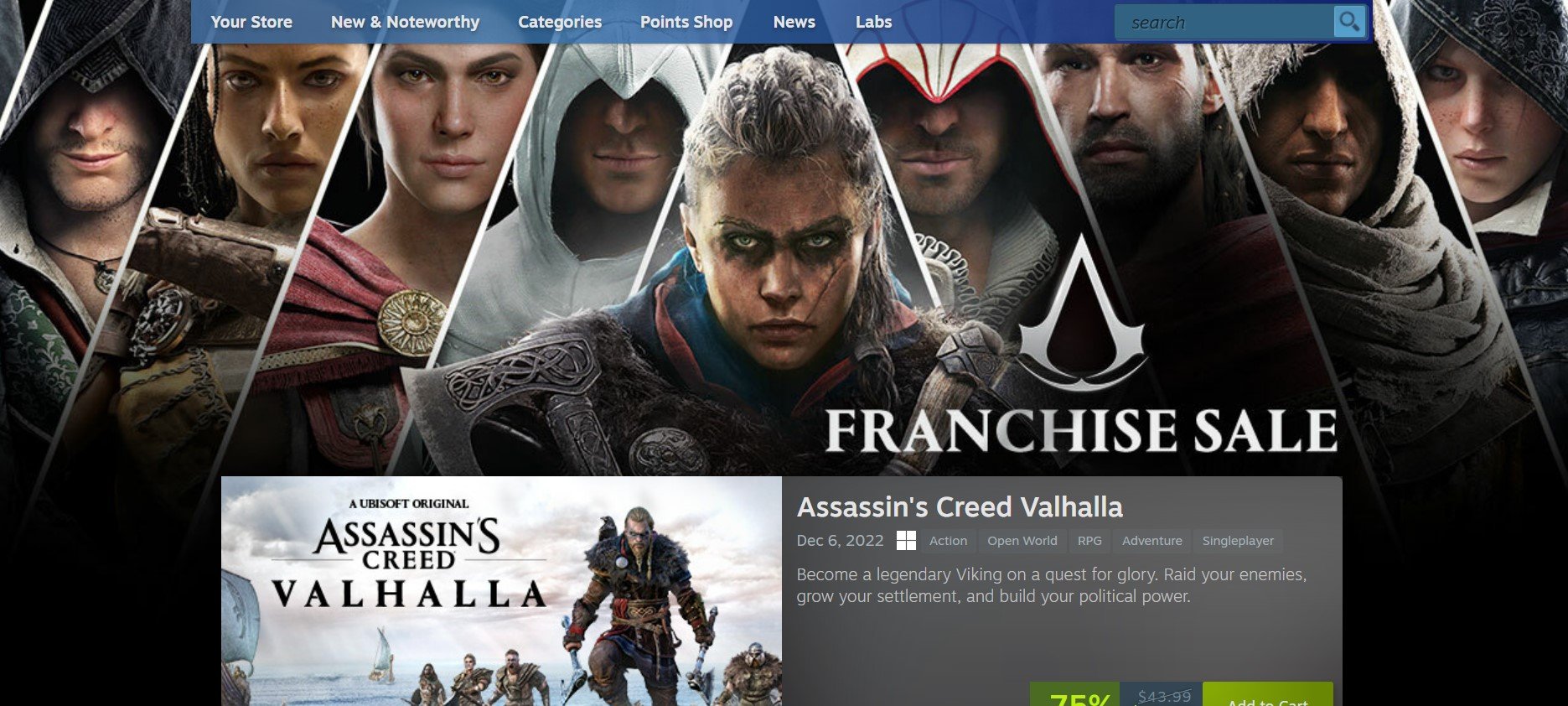 Assassins Creed sale on Steam