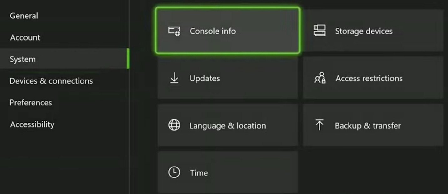 Opening Console Info on Xbox for initialization error