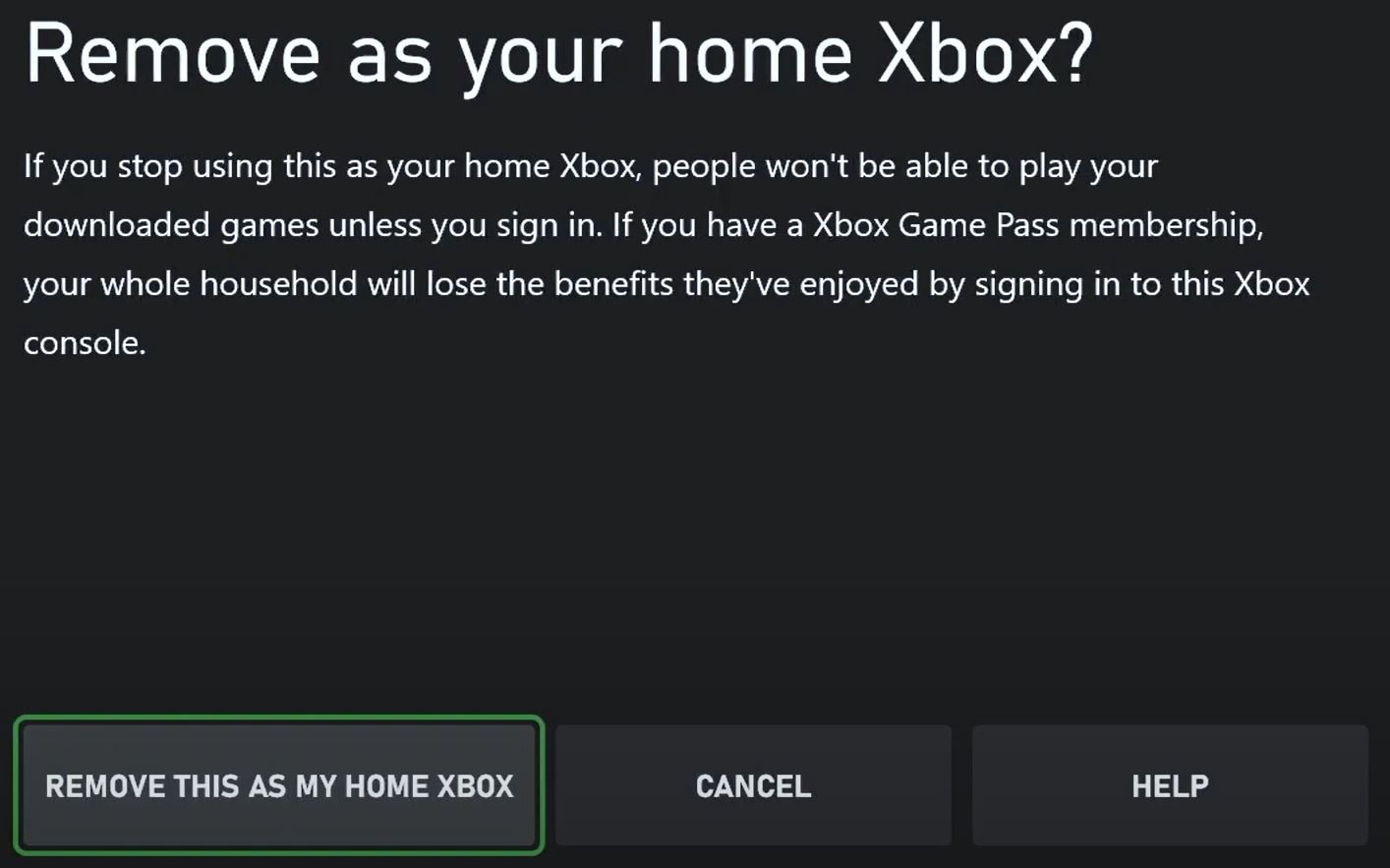 removing current console as home xbox