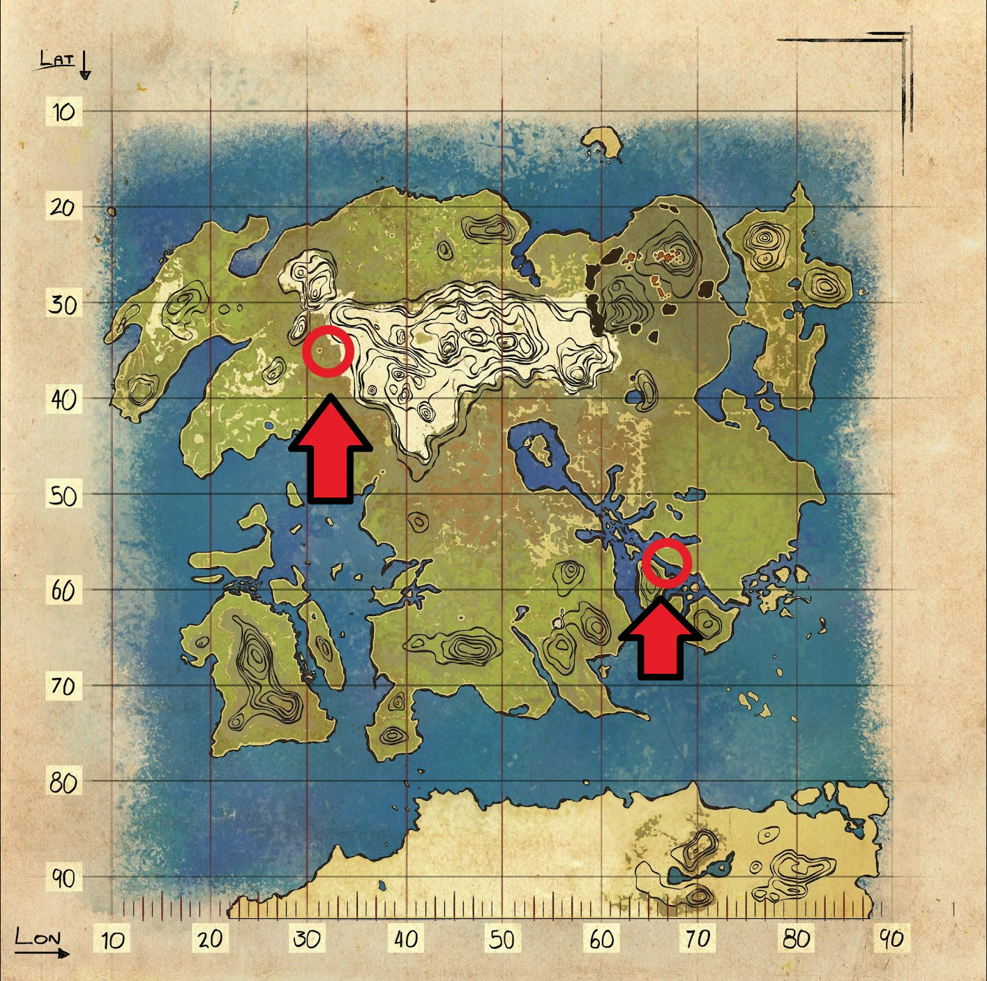 Cement Paste Resource map in Lost Island in Ark.