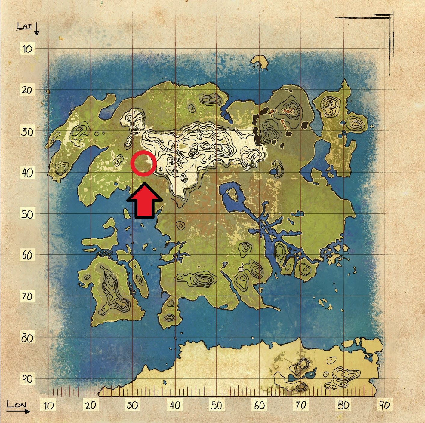 Chitin's Resource map in Lost Island in Ark.