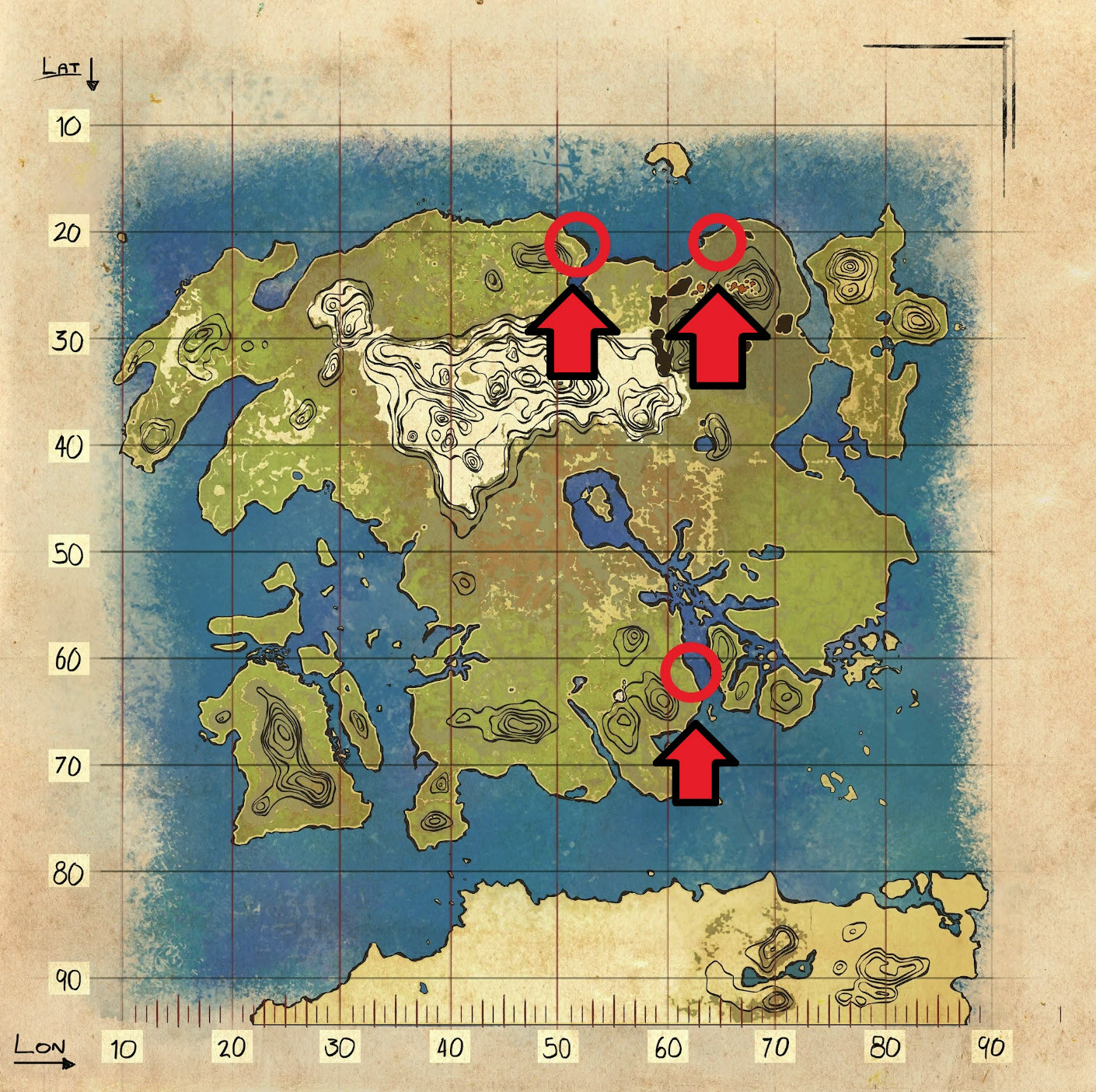 Crystal in Lost Island's resource map in Ark