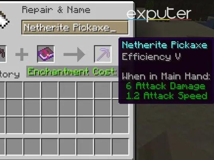 Minecraft: Efficiency Enchantment for Pickaxe