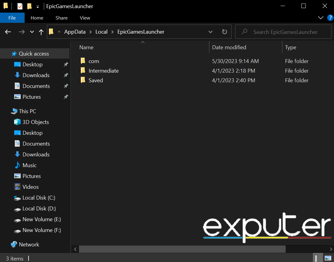 Opened the Epic Games Launcher Folder from local folder in Appdata folder. (image copyrighted by eXputer)