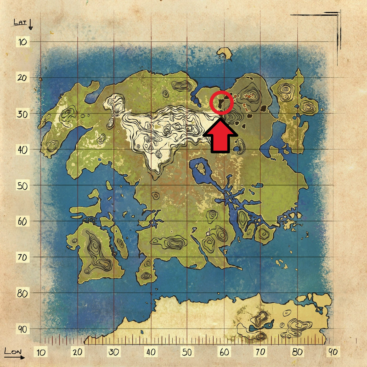 Sulfur in Lost Island Resource Map in Ark.