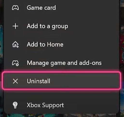 Uninstalling a Game on Xbox