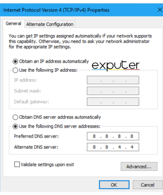 Changing DNS Server (Image by Exputer)AC