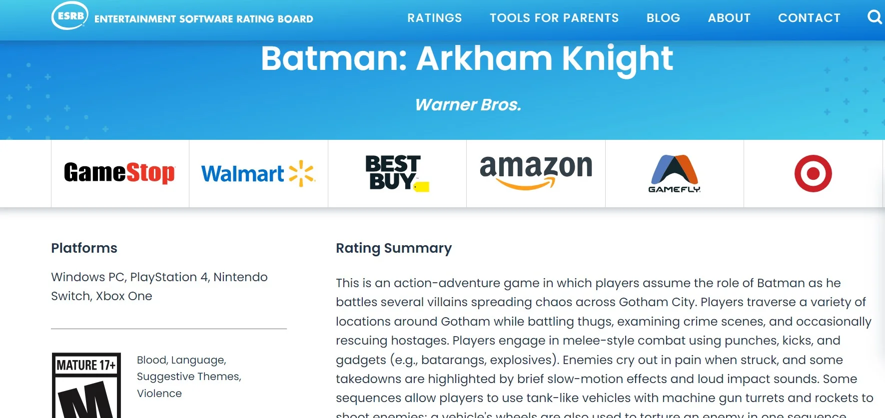 Batman Arkham Trilogy Nintendo Switch Americano Esrb