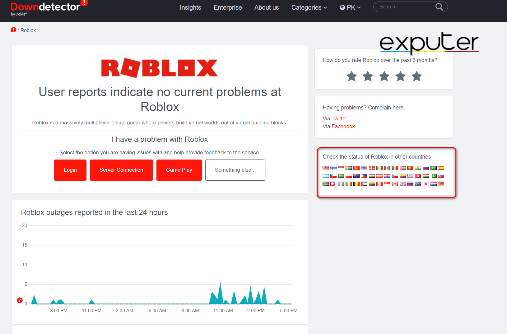 You can check if the Roblox Error Starting Experience is caused by server outages thanks to Down-Detector!