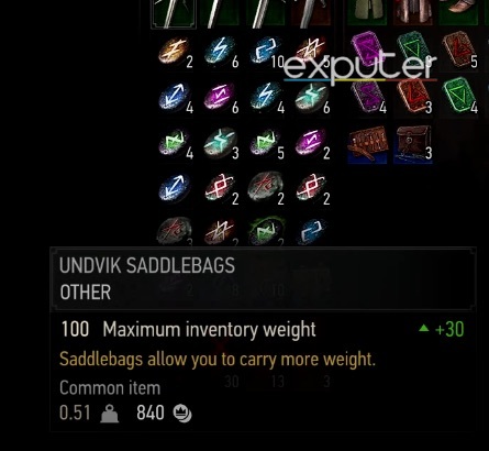 witcher 3 best saddlebags for inventory