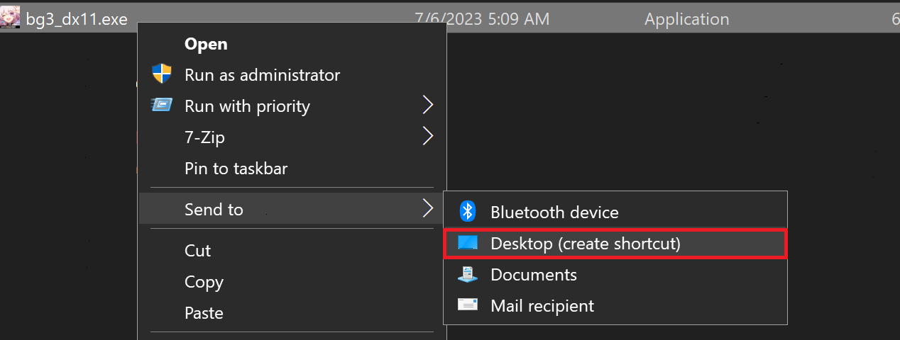 creating a shortcut for BG3 to fix device lost error