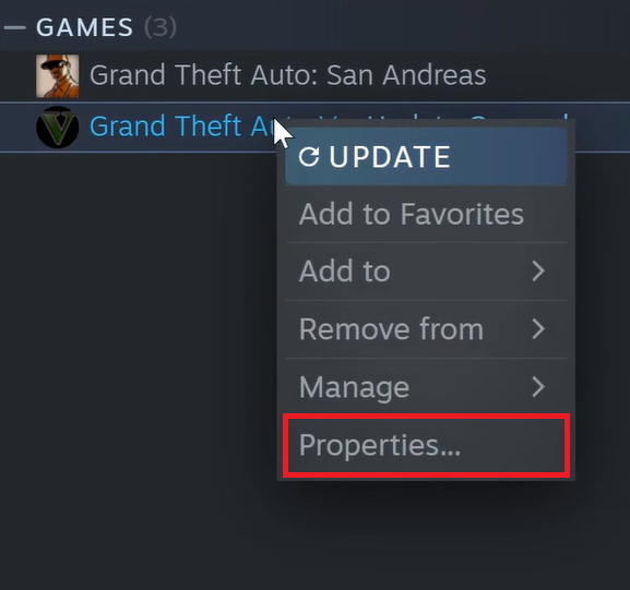 Opening Properties for Steam Game