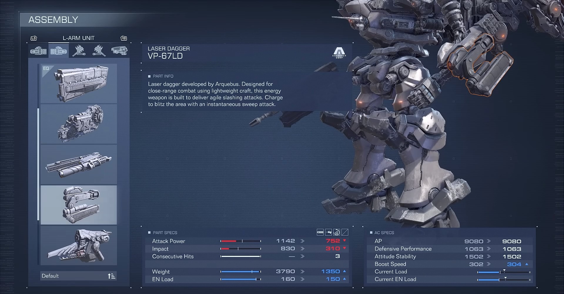 assembly menu Armored Core 6