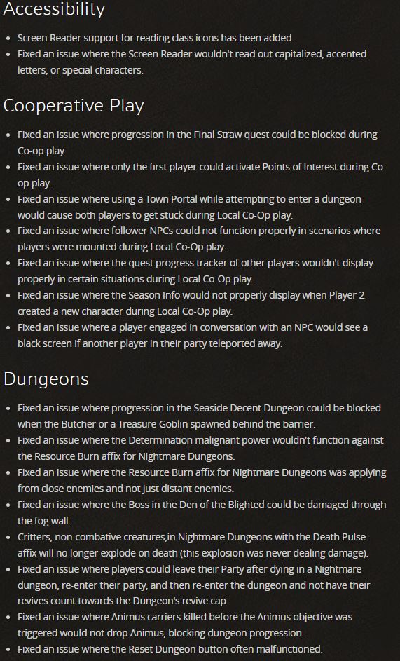 Bug Fixes in Diablo 4 v1.1.1