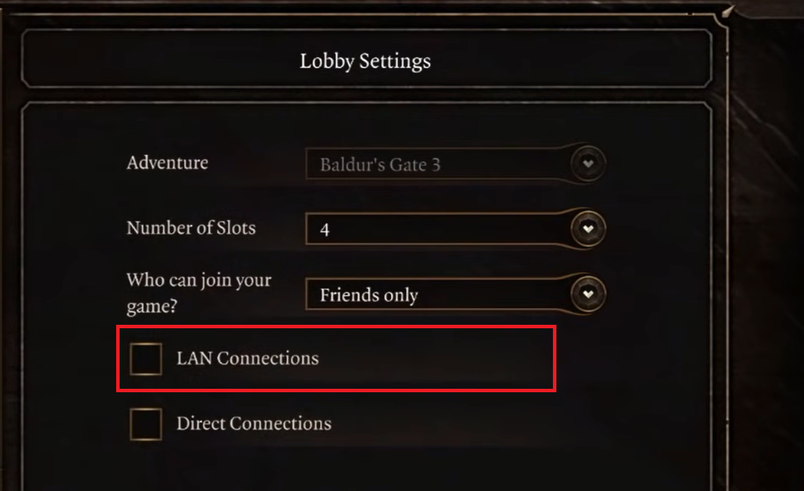 checking lan connections to be on for baldur's gate 3 joining failed error