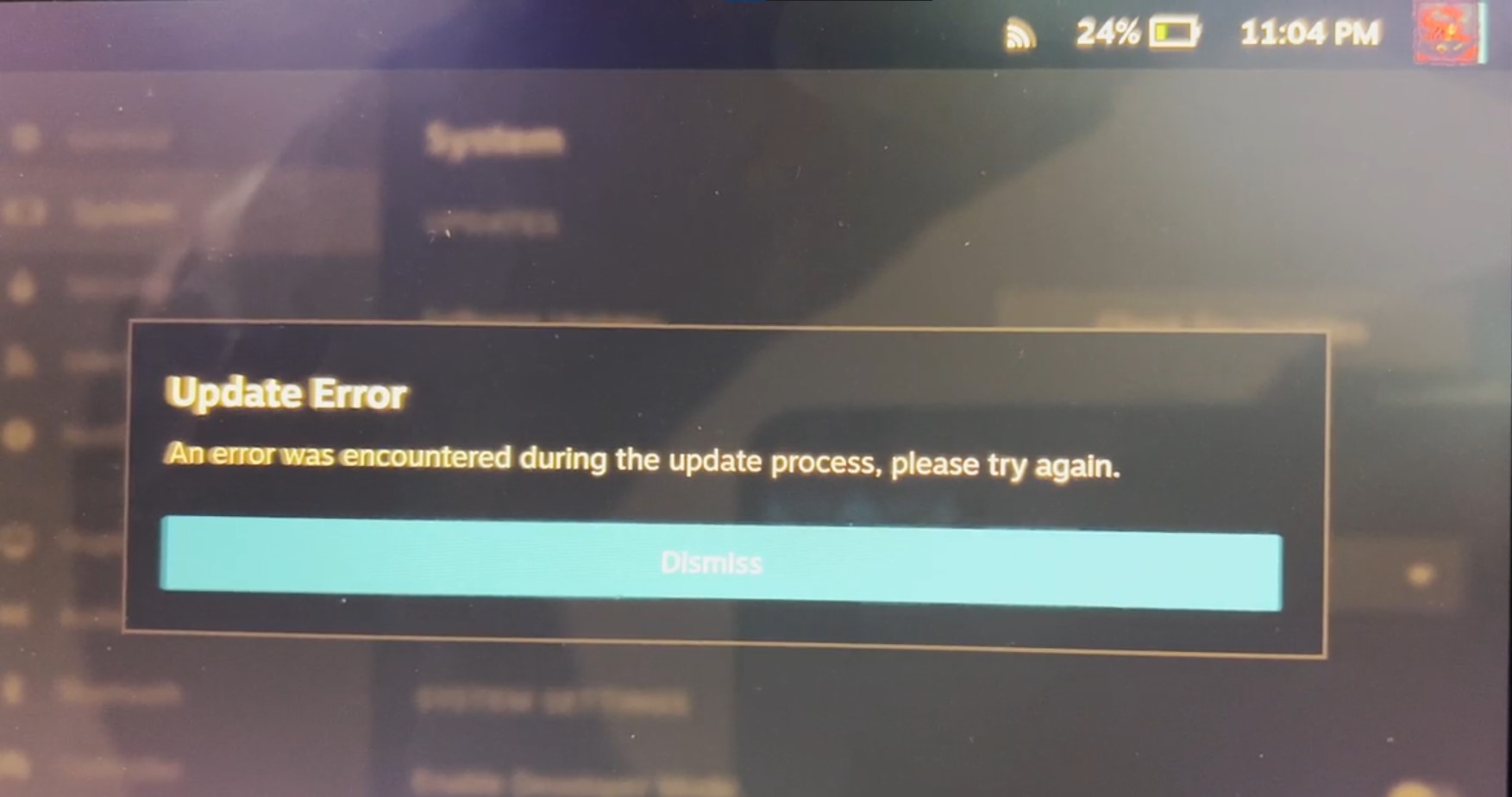 how to fix steam deck update error