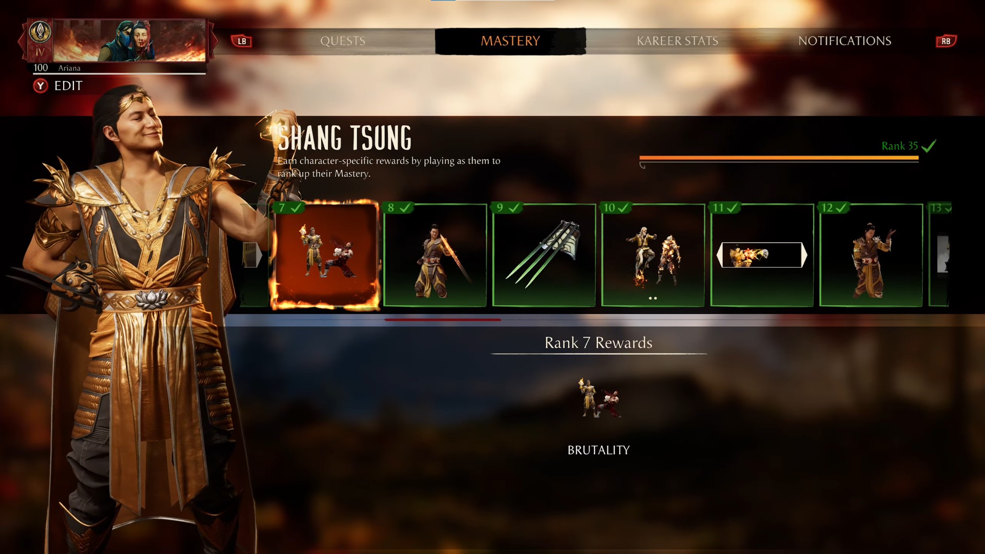 Shang Tsung Mastery Rewards In Mortal Kombat 1