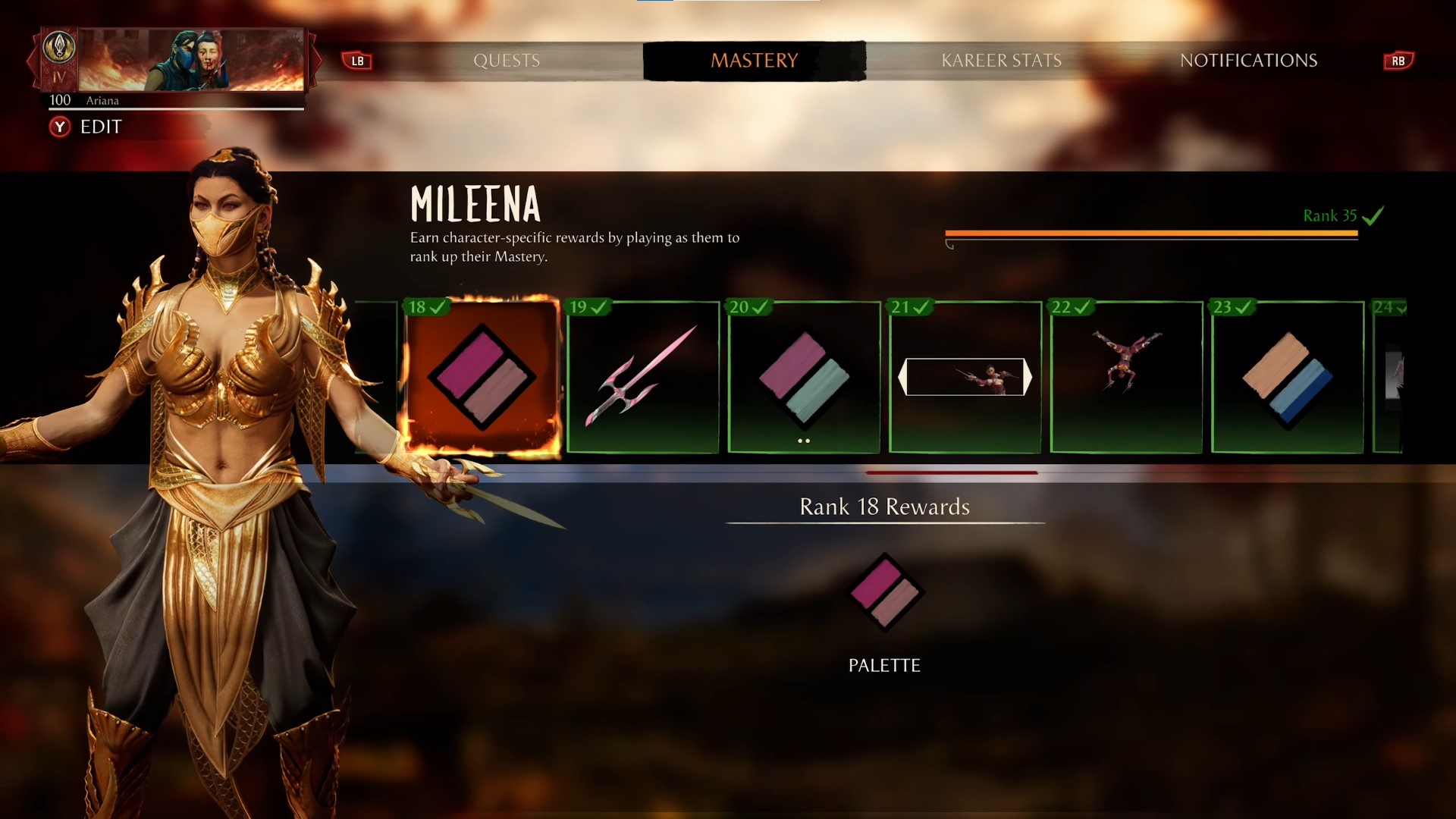 Mileena Mastery Rewards In Mortal Kombat 1
