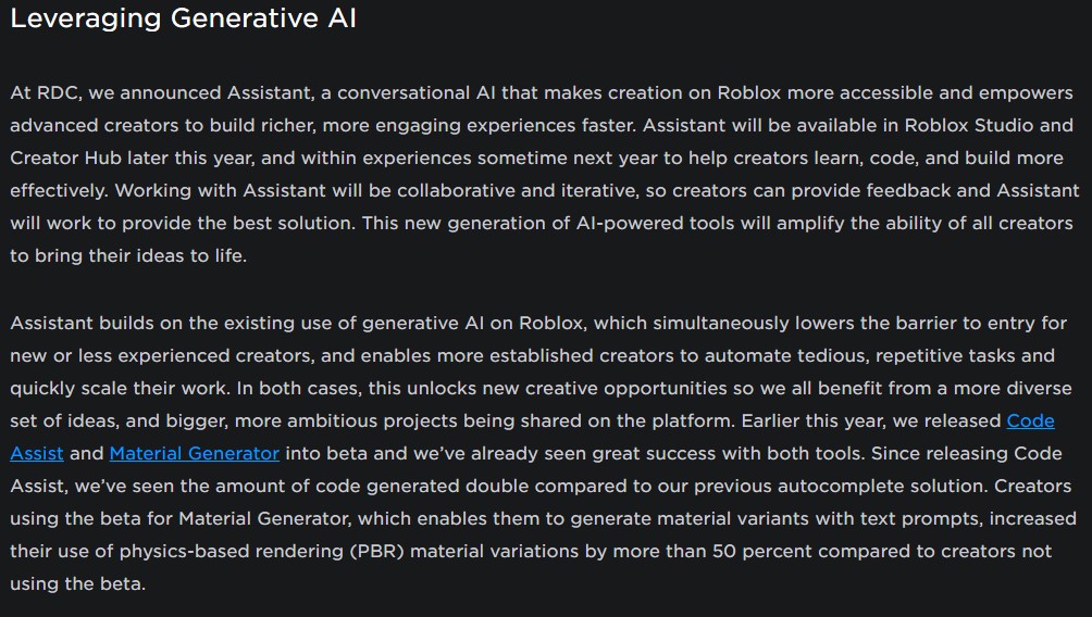 RDC 2023 Roblox Assistant, A Generative AI