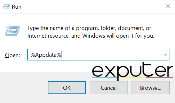 Opening the Appdata Folder Using RUN app. (image captured by eXputer)