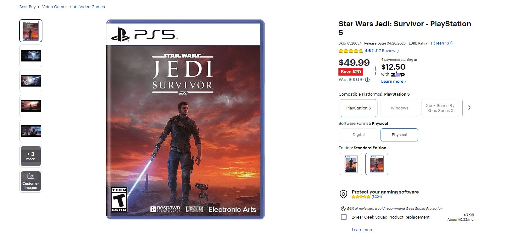 Star Wars Jedi: Survivor on Best Buy