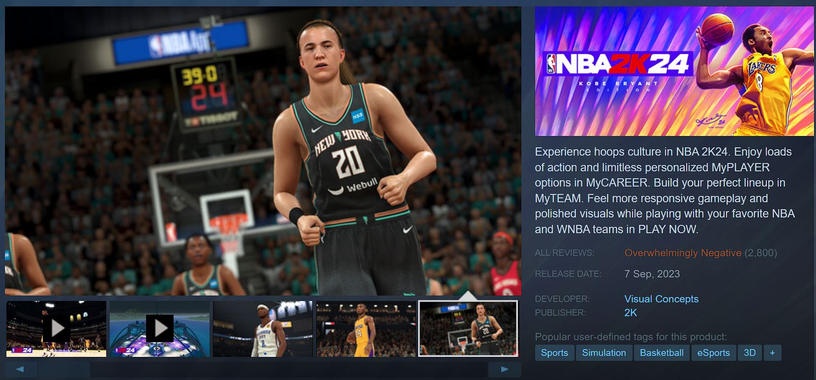 Steam Reviews for NBA 2K24.