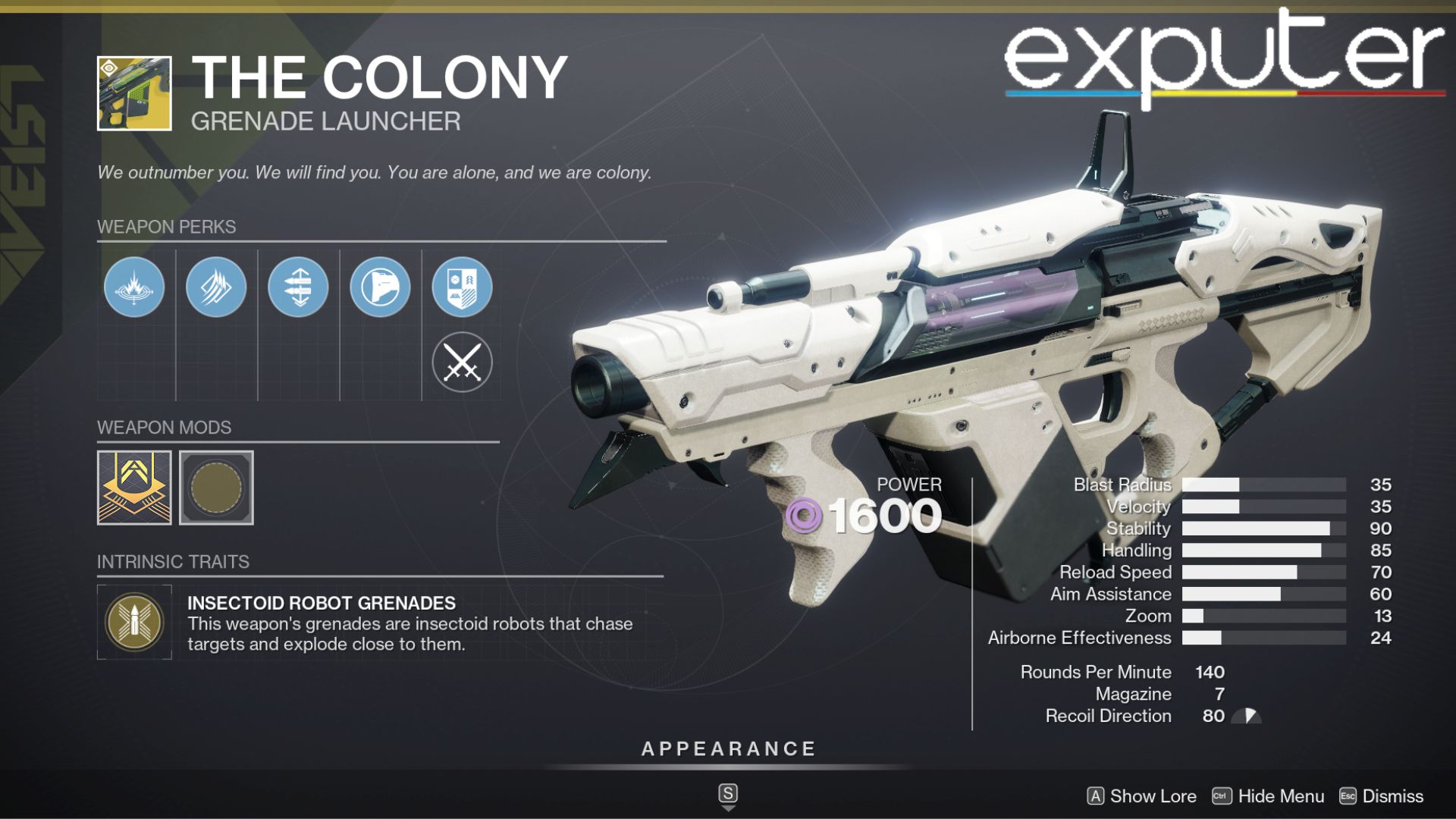 The Colony exotic grenade launcher