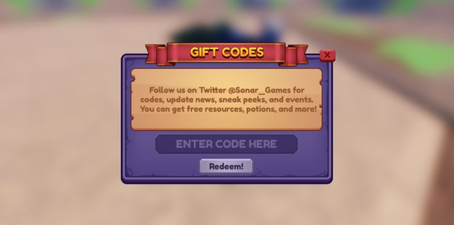 The screen that appears when redeeming the code. 