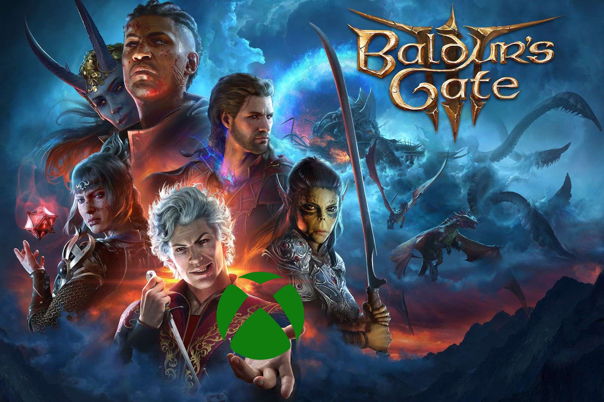 Baldur's Gate 3 with the Xbox logo.