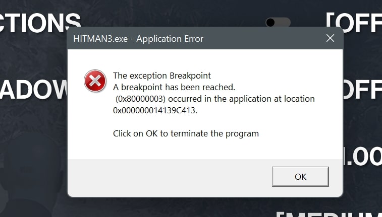 Hitman 3 Crashing on windows 11 error message