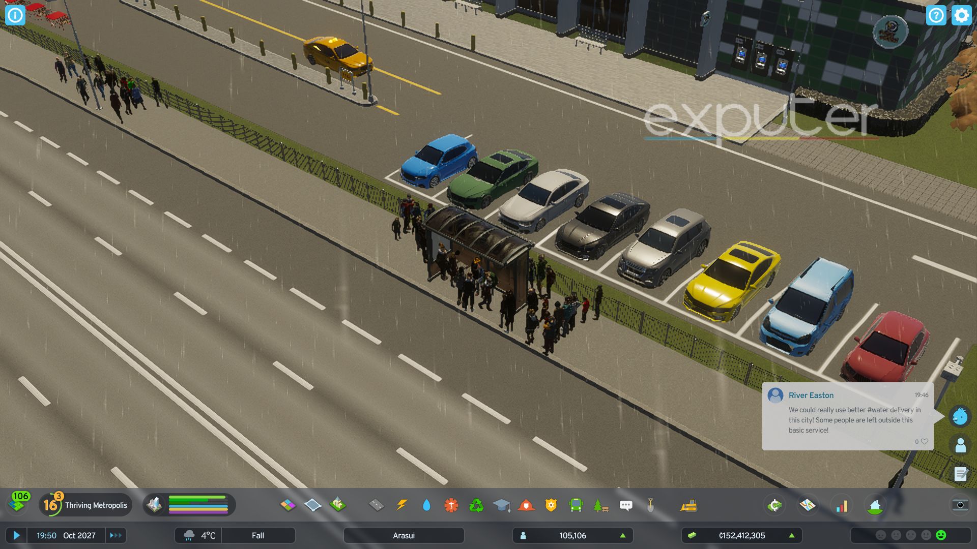 People Waiting at Bus Stop in Cities Skylines 2