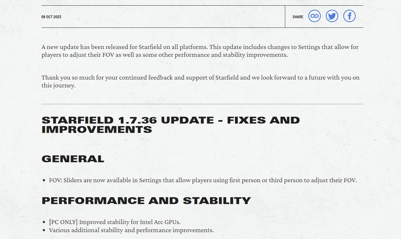 Starfield Update 1.7.36