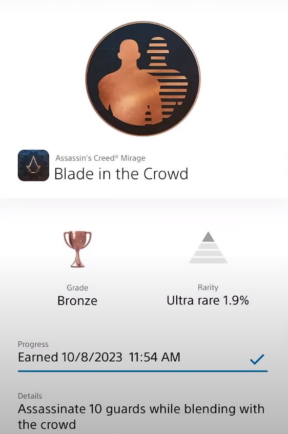 The Blade in the Crowd achievement in Assassin's Creed Mirage.