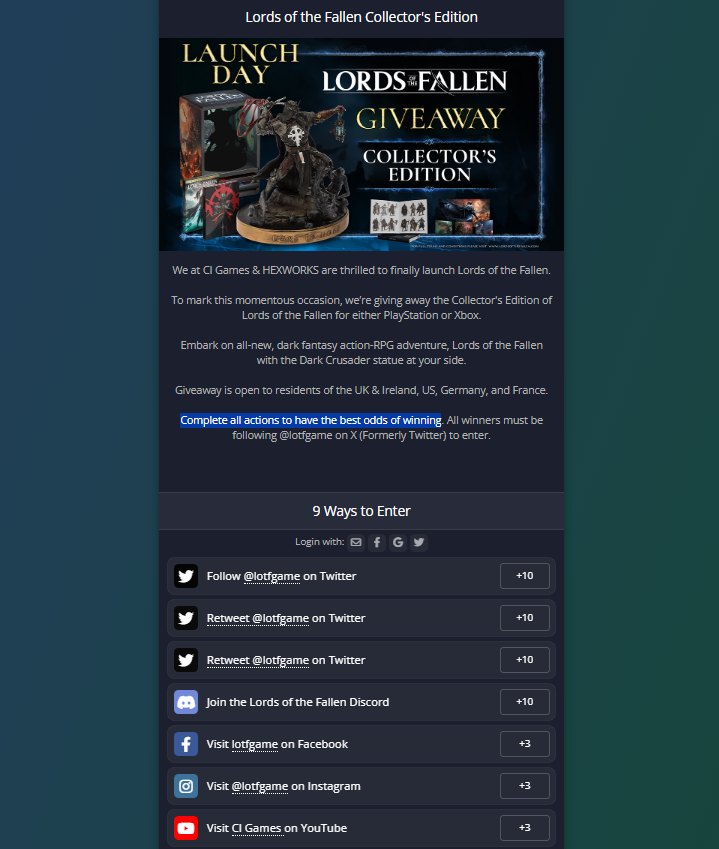 The Lords of the Fallen Collector's Edition Giveaway