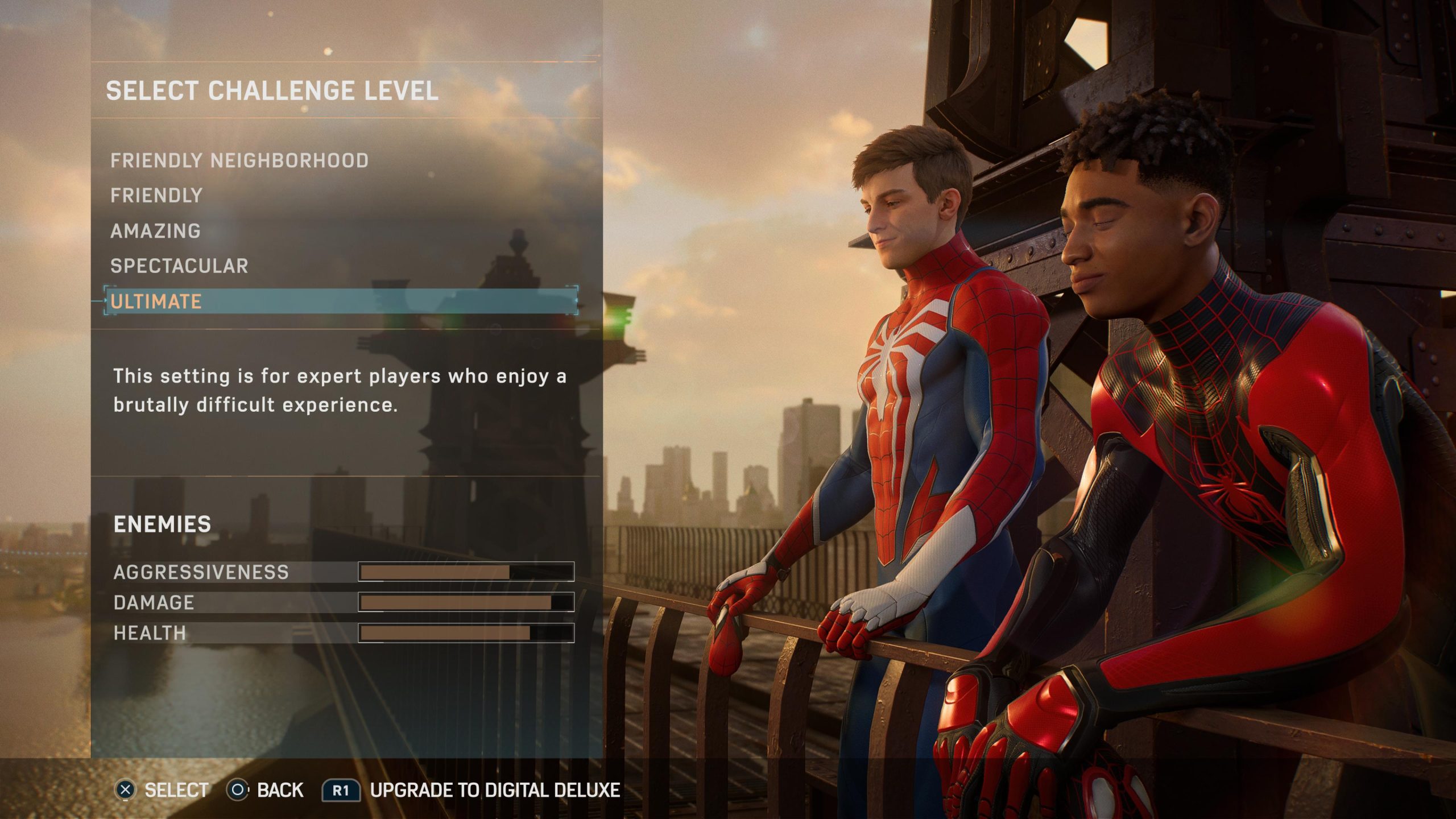 Ultimate difficulty game setting in Marvel's Spider-Man 2