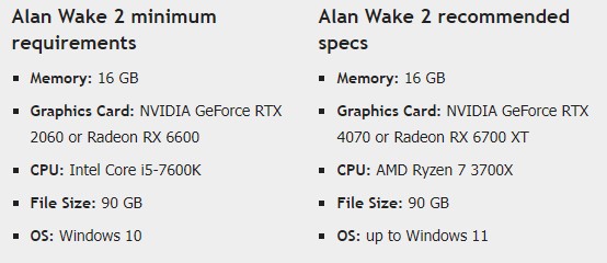 system requirements for alan wake 2