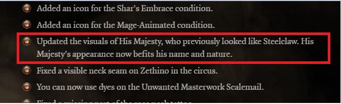 A change to His Majesty from patch #3's changelog.
