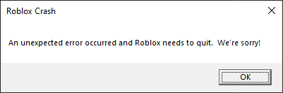An Unexpected error has occurred in Roblox