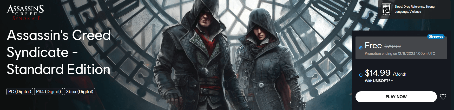 Ubisoft is giving away Assassin's Creed Syndicate for free on PC