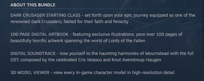 Contents of Lords of the Fallen Deluxe Edition