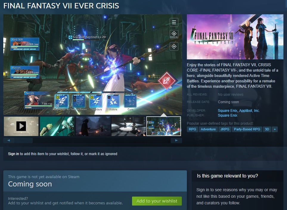 Final Fantasy 7 Ever Crisis