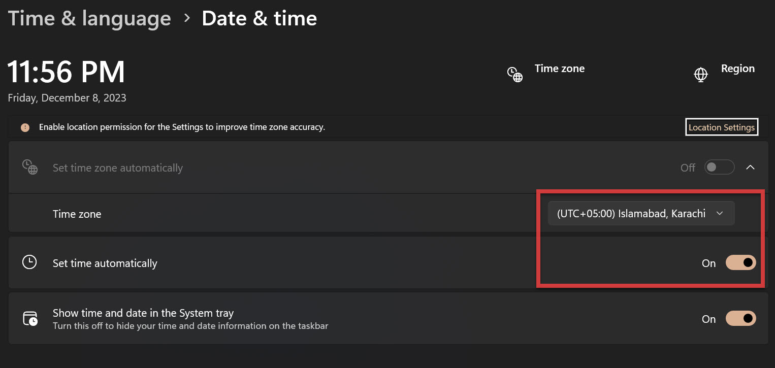 Sync Date and Time