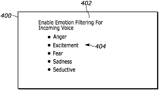 The image shows an example for voice chat emotion filtering selection menu.
