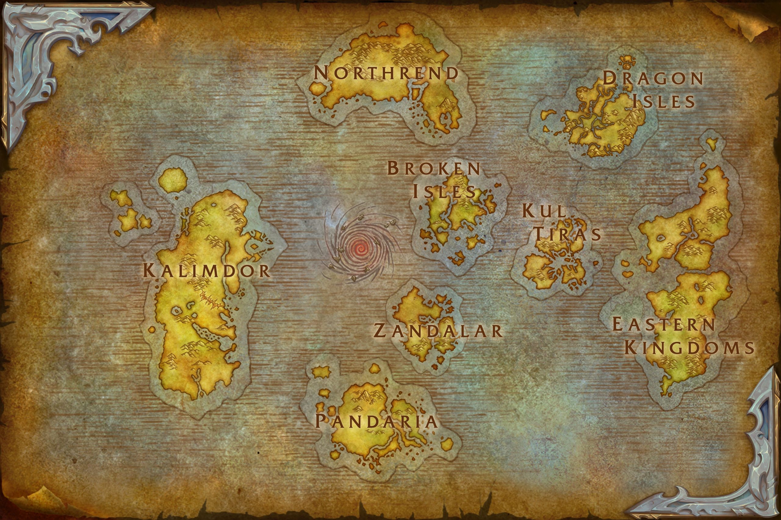 The updated Dragonflight version of Azeroth's map.
