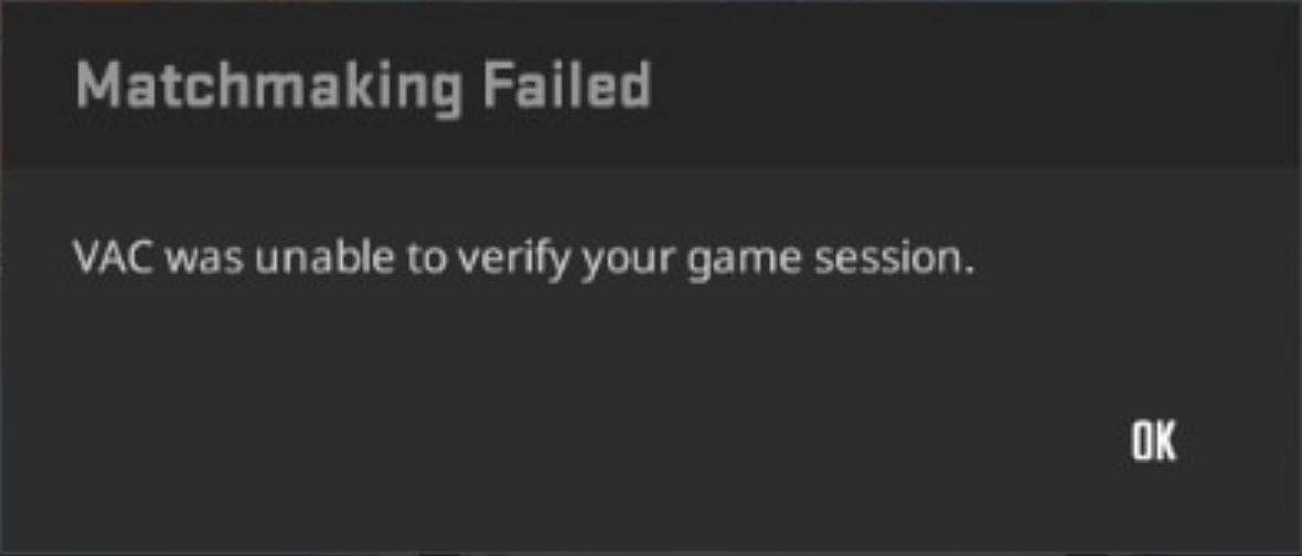 VAC was unable to verify your game session CS2