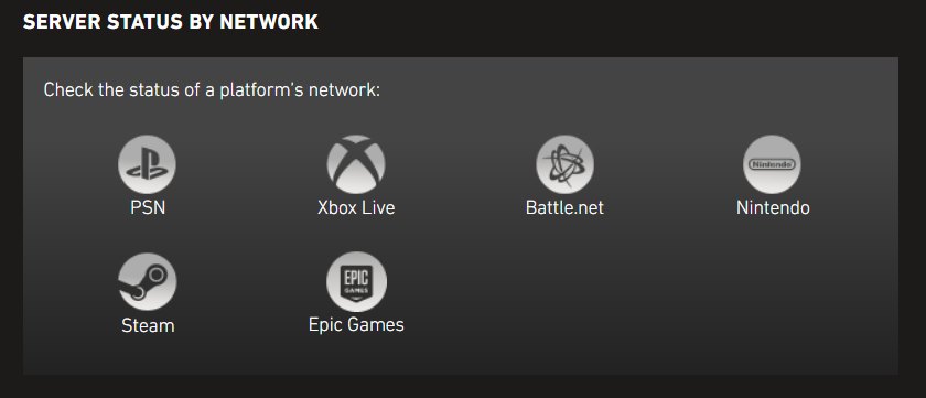 Screen showing the server status of MW3